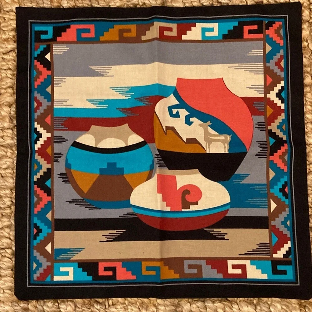 VTG Cranston Print Works Fabric Southwestern Style Pillow Covers Set of 2 15x15